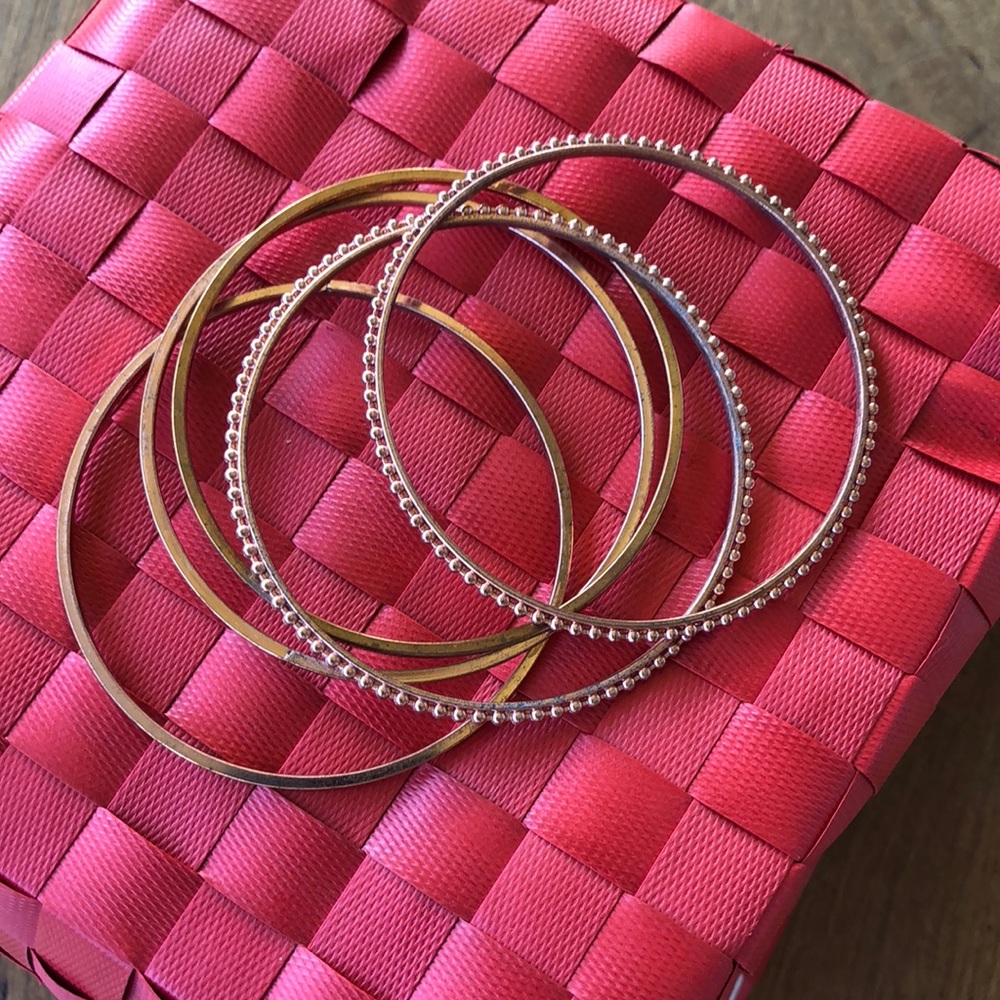 Gold copper tone bangle bracelets 9 total